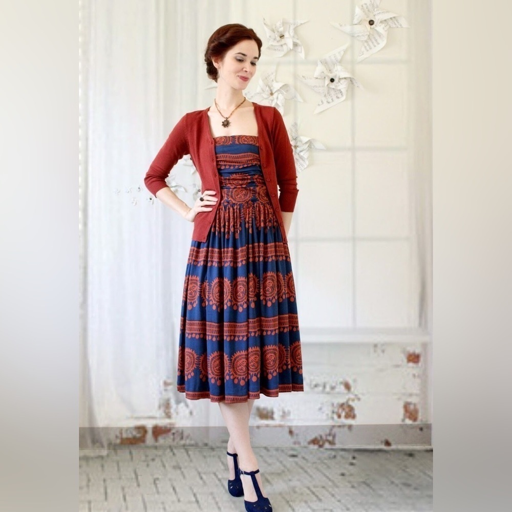 Anthropologie "Girls From Savoy" Oxidized Medallions Dress Size Small